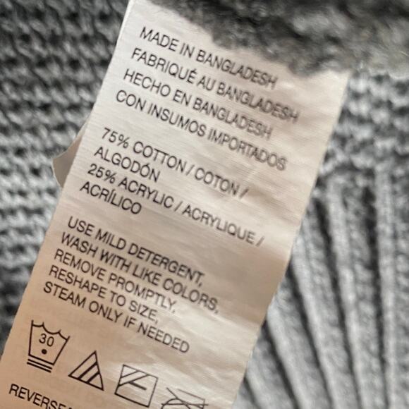 IZOD Fair Isle Sweater Men Size M Gray 1/4 Zip Cotton Blend Aspen Preppy Cottage - Picture 5 of 8